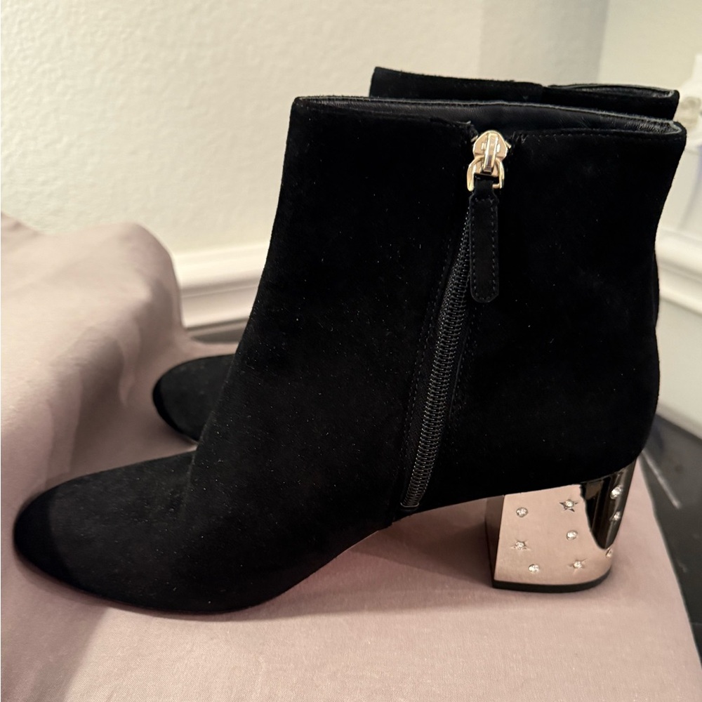 Kate Spade Black Ankle Boots with Silver Heels
